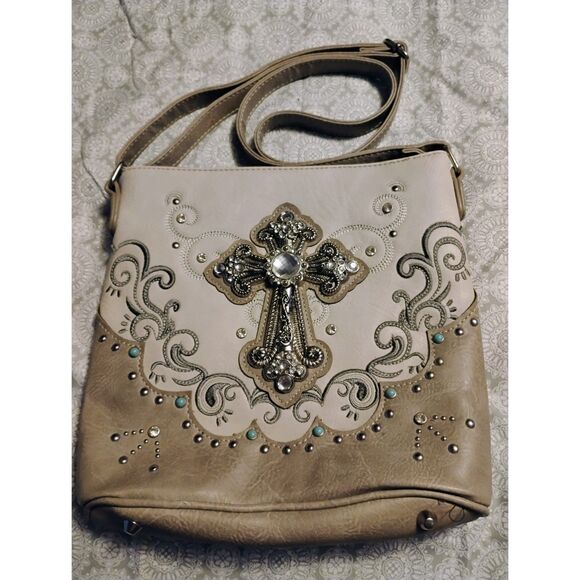 Zelris Mustang Cross Floral Embroidery Crossbody w/Concealed Carry Zip Pocket - Picture 4 of 4